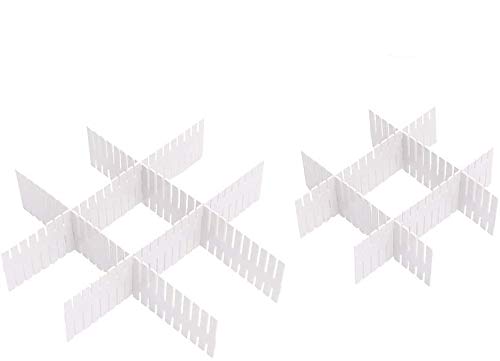 zosenda Grid Drawer Dividers, 16 Pcs Adjustable DIY Drawer Organiser, Clapboard Closet Separator Partition Storage Organiser Container for Underwear Socks Belt Office Supplies - 2 Assorted Sizes