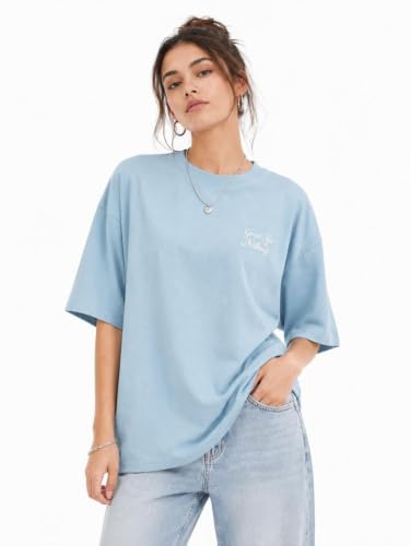 Image of ColorChakra Cotton Oversized Tshirt for Womens Down Shoulder Loose fit t-Shirt Women Baggy Style Oversize t-Shirt Korean fit