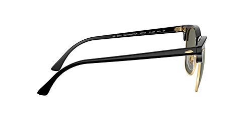 Ray-Ban RB3016 Clubmaster Square Sunglasses, Black on Gold/Green, 51 mm3