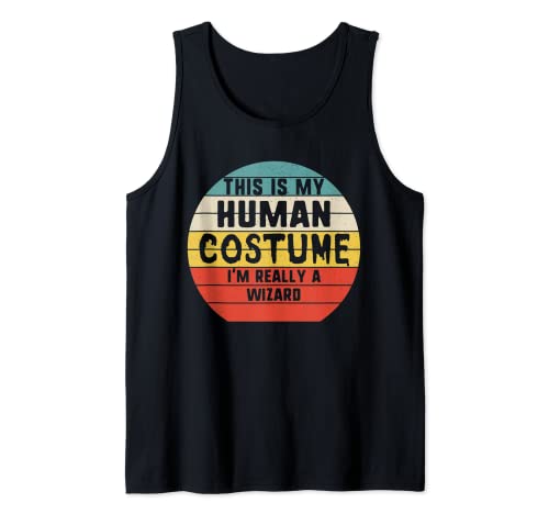 Traje vintage de This Is My Human I'm Really Wizard Halloween Camiseta sin Mangas