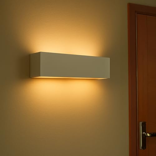 Licht-Erlebnisse Wandleuchte Keramik Glas 32,5 cm breit eckig Up Down bemalbar indirekte Beleuchtung Flur Wohnzimmer Wandlampe