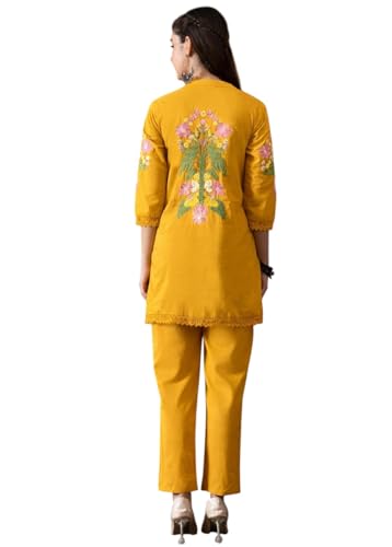 Image of Truvon Fashions Stylish Women's Co-Ord Kurta with Pant Set Cotton Floral Kurti for Women