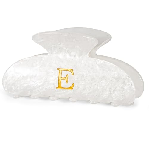 Image of Personalized Hair Clips Hair Claws for Women - Elegant Hair Accessories for Women - Monogram Hair Claw Birthday Gifts for Her Wedding Bridesmaid Friend Sister Teacher Wife Grandma - White,E