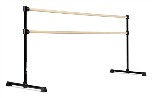 VITA Barre Portable Freestanding Double Ballet Barre, Extreme, 8 Ft Bars, Black, Wood | Fixed Height, Made in USA, Home or Gym Exercise Equipment for Kids & Adults | Dance, Fitness, Pilates