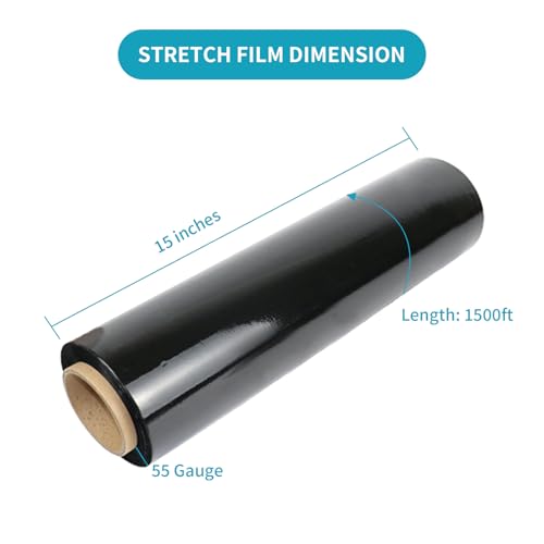 LED ENERGY PLUS 500% Stretch Ability Black Stretch Wrap, 15