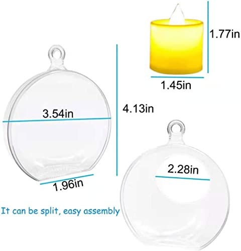 10 Pack 3.54"/90Mm Acrylic Hanging Tealight Candle Holder With 10 Pack Flameless Led Candles, Globe Ornament For Air Plant, Tea Light Candlestick For Home Party Decor Wedding Birthday Christmas #TOP6