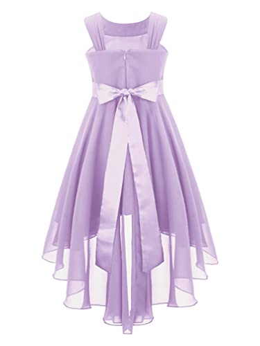 YiZYiF Kids Flower Girl Wedding Dress Beaded High Low Teens Junior Bridesmaid Party A Line Summer Dress2