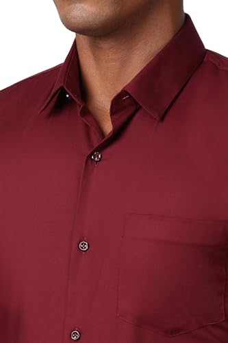 Image of Peter England Men Polycotton Slim Fit Full Sleeve Stretchable Solid Formal Shirt | Lycra Comfort