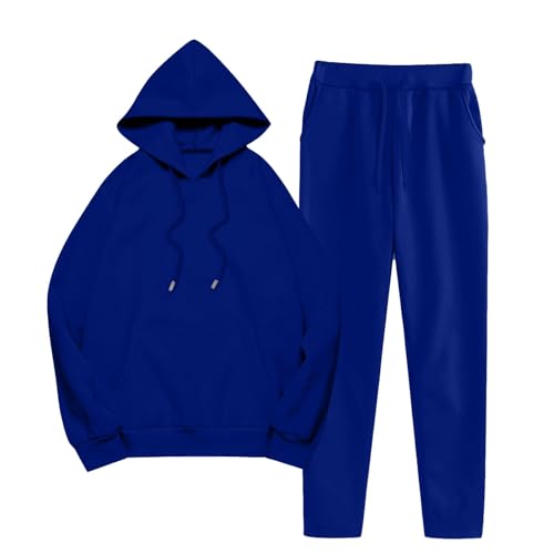 Survêtement de sport femme ensemble bleu S avec pull court à capuche et pantalon de loisirs