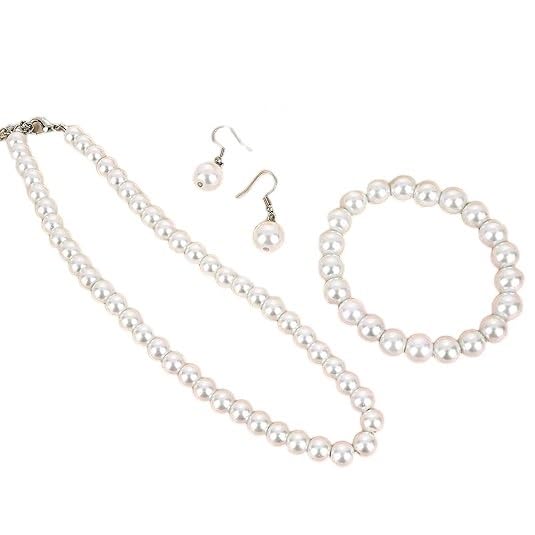 Elegant White Pearl Jewelery Set, Silver Chain Clasp, Formal | Wedding & Festival Prom Night and Valentine Gifts for Girls & Women's-image-42