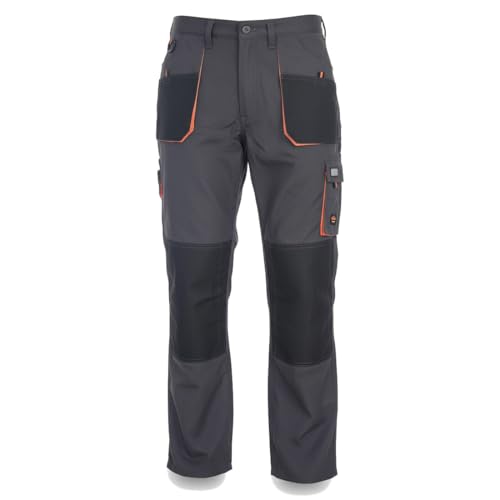 Basic Arbeitshose Herren Kniepolstertaschen 8 Taschen Arbeitskleidung verstärkte Nähte Bundhose Herren Arbeitshosen Knieschutztaschen 44-64 (DE/NL/SE/PL, Numerisch, 54, Regular, Regular, orange/grau)
