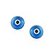 Spiritual Protection Round Blue Nazar Evil Eye Stud Earrings For Women Teen Murano Glass .925 Sterling Silver 9MM Made In Turkey