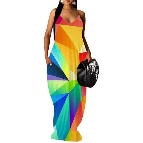 Image of SUZONANA Women Plus Size Summer Maxi Dress Spaghetti Strap Loose Sundress