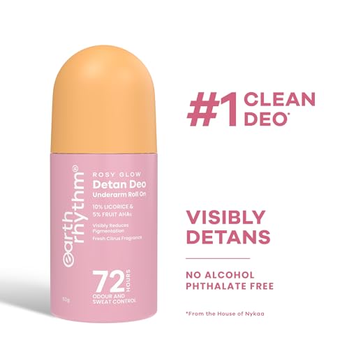 Image of Earth Rhythm 5% AHA Detan Underarm Rollon Reduces Pigmentation Citrus Fresh No Aluminium - Detan Deo