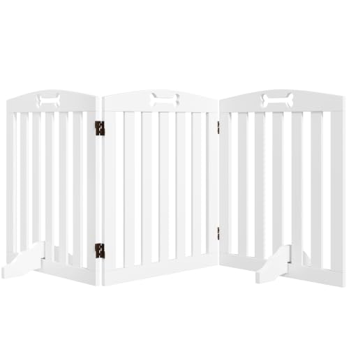 PawHut Barrera de Seguridad para Perros Plegable 155 cm 3 Paneles Blanco