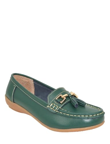 Image of Jo & Joe Women Leather Flat Loafer Ladies Casual Comfy Slider Low Wedge Heel Work Shoes Royal Blue Size 7