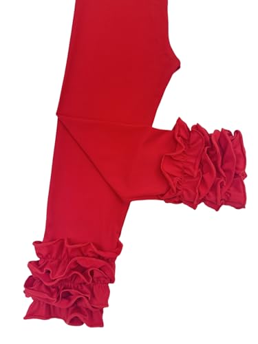 Bow Dream 2 Pack Girls Leggings with Ruffles Toddler Kids Stretchy Tights Pants Green Red Heart3