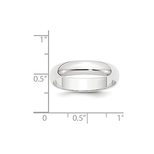 Roy Rose Jewelry Platinum 5mm Wide Polished Half-Round Wedding Band Ring Sizes 4 to 123
