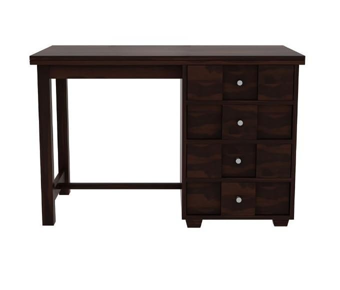 Image of Solid Sheesham Wood Study Table with 4 Drawer Storage for Study Room Home Office Workstation Laptop Table Desk for Living Room Wooden Furniture (Walnut Finish)