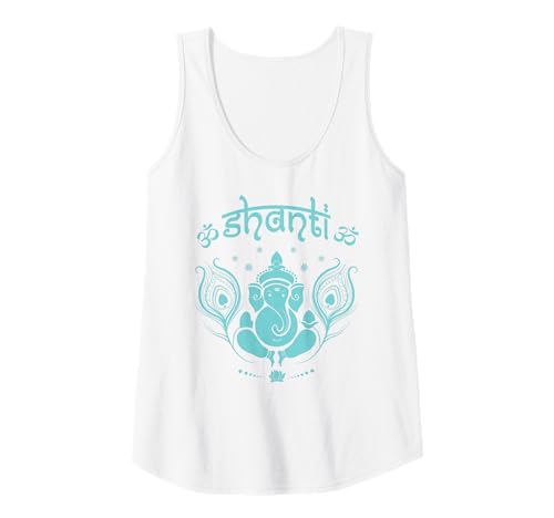Femme Ganesh Éléphant porte-bonheur plume de paon et lotus Shanti OM Yoga Débardeur