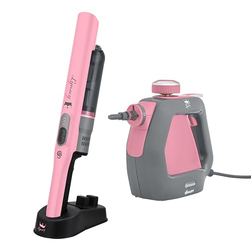 Image of Swan x Lynsey Queen of Clean Handheld Cordless Vacuum & Lightweight Steam Cleaner with Extra-Long 5m Cable, Pink, SC15829QOC & SC17350QOCN