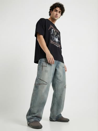 Image of GRECIILOOKS Baggy Jeans for Men | Mens Wide Leg Relax Fit Jeans | Baggy Jean's for Boys | Oversized Jean's for Everyday Streetwear