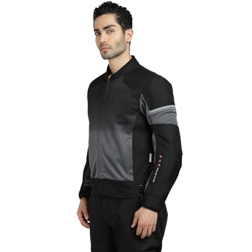 Image of ROYAL ENFIELD HIGH STREET ECO RIDING JACKET|CE level 2 armours at Shoulders & Elbows CE level 2 armour at back, XY CE level 1 armour at Chest|Super soft Neoprene fabric at collar |BLACK M