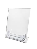 12 Pack Sign Holder 5"x7" Slant Back Display with Business Card Holder Clear Acrylic AZM Displays