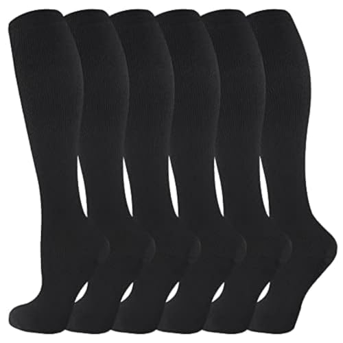 Image of cerpite Compression Socks for Women & Men 6 Pairs Knee High Compression Socks 20-30 mmhg Best for Running,Nurse,Travel