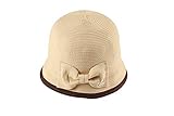 Miuno® Damen Sonnenhut Faltbarer Partyhut Stroh Hut Schleife Glocke H28 (375_Beige)
