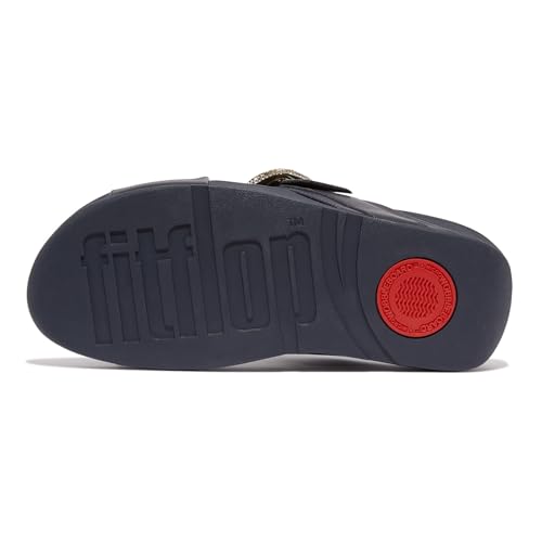 Image of FitFlop Women's Lulu Crystal-Buckle Leather Cross Slide Sandal