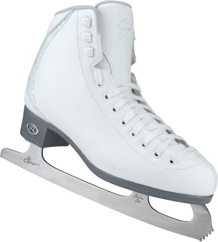Riedell Sparkle Ice Skates - Comfortable, Beautiful Recreational Ice Skates for Women and Men with Supportive Uppers and Smooth Stainless Steel Blades - Snow - Size 8