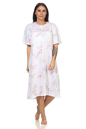 NORMANN -Wäschefabrik Camisón de manga corta para mujer Diseño clásico con botones en el cuello - 112 210 90 310, Rosa., 44-46