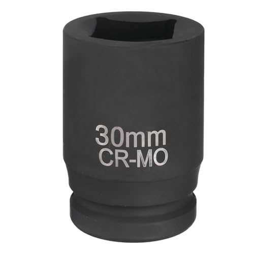 Image of HARFINGTON 4 Point Square Socket 1" Drive 30mm Metric CR-MO Phosphate Blackening Standard Wheel Impact Sockets for Auto Repair Mechanical Maintenance Home Install