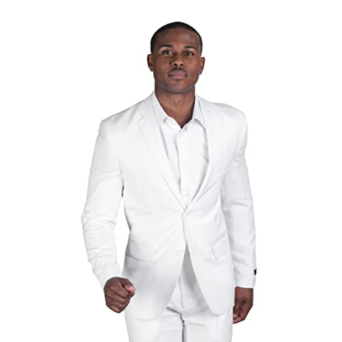 Slim Fit 2 Button Linen Blazer Jacket Notch Lapel 3024