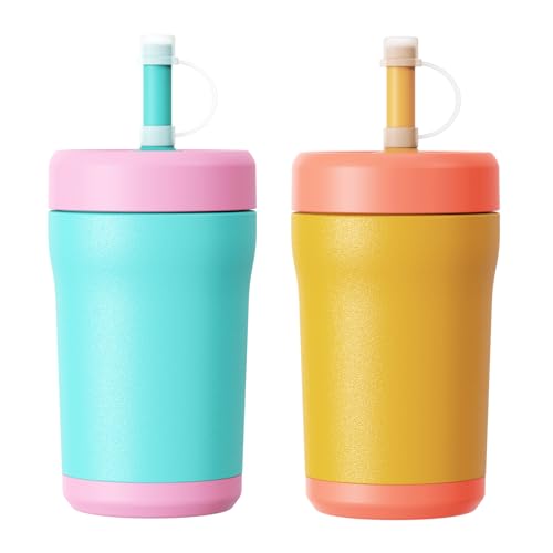 Image of Sursip Toddler Cups Spill Proof with Straw and Lid, 12oz Sippy Cups