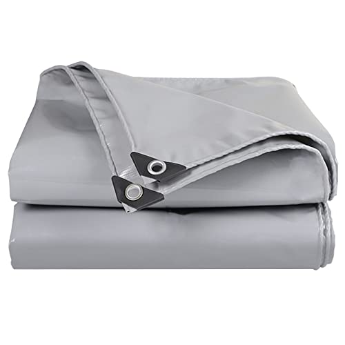 Cubierta de Lona de Lona Impermeable Gris de Servicio Pesado con Ojales de Lona de 2x2m a impermeabilización para Muebles, jardín, Campamento, Carpa con Dosel Duradera de 0.40 mm de Espesor Aqiong