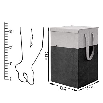 Image of HomeSpire (75 LTR) 2 Pcs Clothes Basket Toy Storage Box | Foldable Laundry Bag | Lid & Handles | Clothes Dress Bin | Washing Cloth Basket | Dhakkan Box|Black