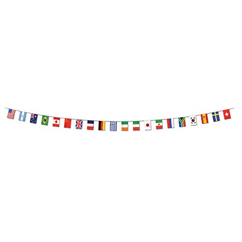 Beistle Party Supplies, International Flag Pennant Banner, Multicolor
