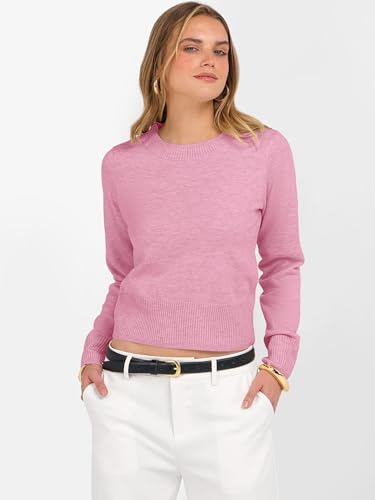 Image of ANRABESS Women's Long Sleeve Sweaters Cropped Crew Neck | Business Casual Tops,Light Weight Comfy Knit,Pullover ShortSweater,Basic Classic,Fall Fashion Winter Layer Clothes