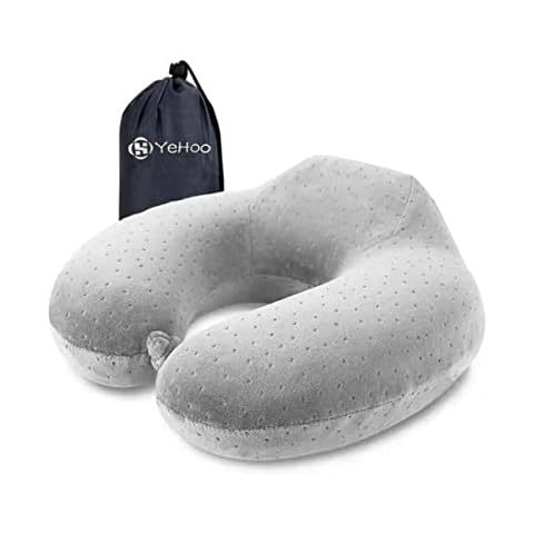 Almohada de viaje YeHoo de espuma viscoelástica para cuello (azul/gris) Cover