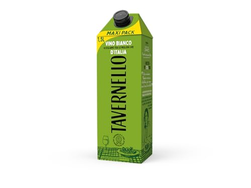 Tavernello Classico Vino Bianco d'Italia, Vino Secco con Profumi Fruttati, 10.5% Vol, Brick da 1,5 L