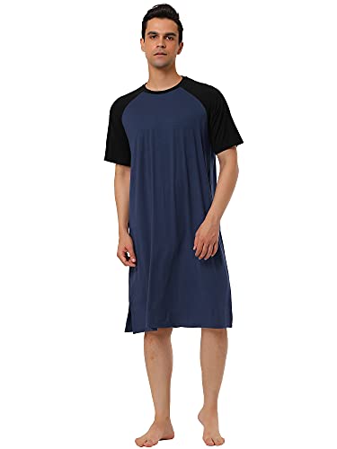 Lars Amadeus Men's Nightshirt Nightwear Raglan Sleeves Comfy Lounge Soft Pajamas Loose Sleep Shirt Nightgown