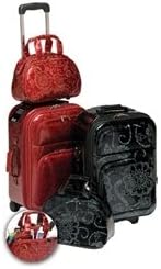 Carry-on Wheeled Luggage 2-pc Set, Black Tooled Design