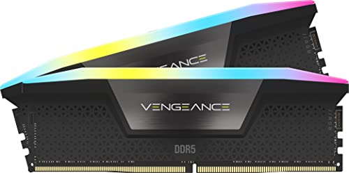 CORSAIR VENGEANCE RGB DDR5 RAM 32GB (2x16GB) 6000MHz CL36-44-44-96 1.35V Intel XMP Memoria de Ordenador de Sobremesa – Negro (CMH32GX5M2E6000C36)