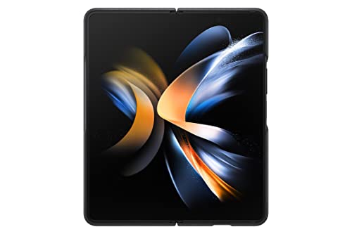 Image of SAMSUNG Galaxy Z Fold4 Leather Cover, Protective, Premium, Elegant Phone Case with Front and Back Protection, Soft Surface, US Version, Black