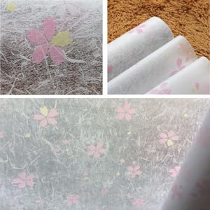 Image of CottonColors Window Film, Blindfold Sheet, Window Glass Film, Set of 2, Repositionable, 35.4 x 78.7 inches (90 x 200 cm), No Glue, UV Protection Privacy Glass Film, DIY, Washi, Cherry Blossom 010