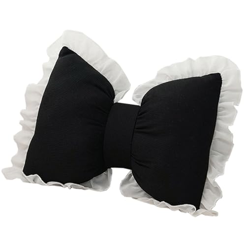 Qialexicon リボンデザインクッション ソファ用 家庭用インテリア ベッドサイドやオフィスに最適, 黒