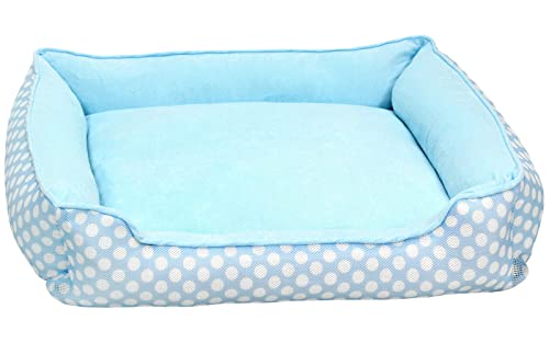 PetStyle ペットベッド 犬 猫 ベッド マット 夏用 洗える メッシュ カバー ふわふわ 2WAY かわいい おしゃれ ソファ カドラー スクエア型 XLサイズ (春夏/ブルー)