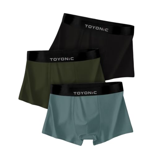 Image of Men's Extra Thin Ice Silk Boxer Briefs (Pack of 3) | Long Leg Elastic Underwear | Breathable & Lightweight Smooth Fabric Trunks
